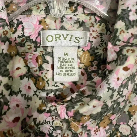 Orvis Button Up Women’s Floral 3/4 Sleeve Shirt - Wrinkle Resistant | Medium - Picture 2 of 6